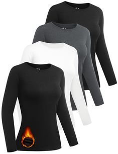 PRICES MAY VARY. 🔥【DOUBLE-SIDED FLEECE】: Necessary in winter, these thermal crew neck shirts were used internal and external double-sided fleece design, warm and care for your skin, effectively block the invasion of cold air, give you a full range of warm experience. ✅【ROUND NECK DESIGN】: Our round neck shirt was used simple and generous round neck design, showing elegant temperament. It can not only modify the face shape, but also increase the fashion sense of the overall shape, so that you ca Thermal Undershirt, Women's Wardrobe Essentials, Womens Thermal, Layered Shirts, Round Neck Shirt, Thermal Long Sleeve, Cold Season, Cold Air, Crew Neck Top