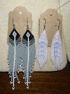 Handmade Earrings and other jewelry. Made to order. Custom designs. All jewelry non allergenic (silver and glass). Festival Black Beaded Chandelier Earrings, Gothic Beaded Earrings, Gray Beaded Dangle Earrings, Silver Star-shaped Beaded Earrings, Multicolor Nickel-free Beaded Earrings For Festival, Galaxy Earrings, Weekend Crafts, Beading Inspiration, Native Beadwork