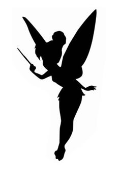 a black and white silhouette of a fairy