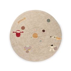 a round rug with various objects on it