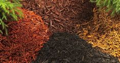 three different types of mulchs and wood shavings are shown in this image