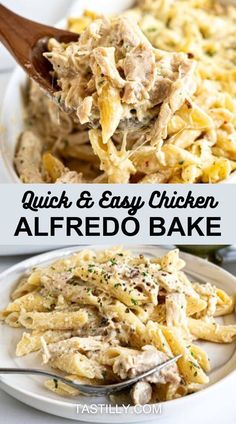 chicken alfredo bake is an easy and delicious dinner that's ready in less than 30 minutes