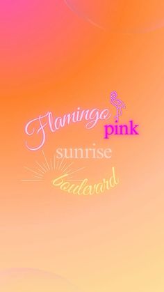 an orange pink and yellow background with the words flamingo pink sunrise edward on it