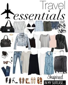 What to pack in a carry on suitcase only for a summer three week vacation Travel Packing Outfits, Packing Clothes, Travel Outfit Summer, Carry On Suitcase