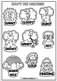 the weather worksheet for kids to learn how to read and color it in