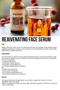 Homemade Face Serum, Serum Recipe, Natural Skin Care Ingredients, Diy Skin Care Recipes, Light Moisturizer, Baking Soda Shampoo, Care Aesthetic, Apricot Oil