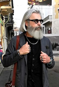 Men Hipster, Mens Sterling Silver Jewelry, Beard And Mustache Styles, Long Beard, Mustache Styles, Grandpa Style, Silver Foxes