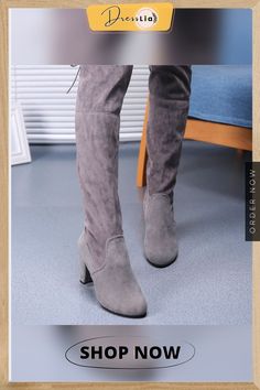 Autumn and Winter Women's Fashion Boots Over Knee High Boot Lace Up High Heel Long Thigh Boots Shoes Elegant Gray Winter Boots, Gray Knee-high Winter Boots, Gray High Heel Winter Boots, Thigh Boots, Lace Up High Heels, Thigh Boot, Boots Women Fashion, Boots Shoes, Lace Boots