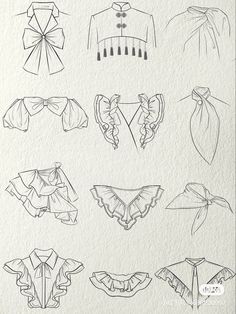 some drawings of different types of clothes