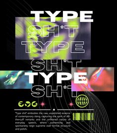 an advertisement for the type shift style, with different colors and shapes on it's side