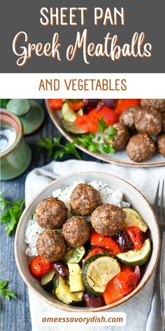 two bowls filled with meatballs and vegetables