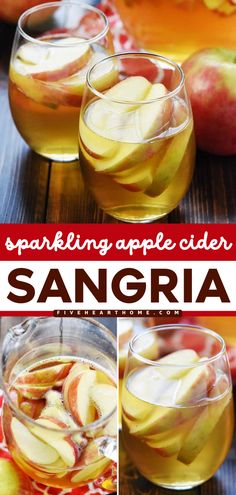 This simple fall drink is perfect for celebrating! Mixed with white wine and sliced Honeycrisps, this Sparkling Apple Cider Sangria is sweet, refreshing, and bubbly. Make this easy fall recipe for Halloween, Thanksgiving, and more! Thanksgiving Sangria Recipes Easy, Sparkling Apple Cider Sangria, Thanksgiving Sangria, Apple Cider Sangria Recipe, Sparkling Apple Cider, Easy Sangria Recipes, Cider Sangria, Apple Cider Sangria, Fall Cocktails Recipes