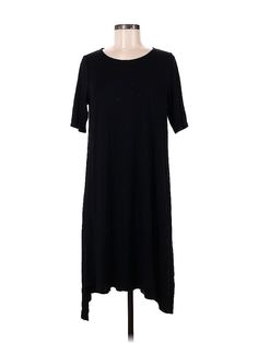 Eileen Fisher Casual Dress Size: Medium Black Dresses - used. 95% VISCOSE, 5% SPANDEX, Midi, Crew Neck, Solid, Midi/Calf Length, Short Sleeve | Eileen Fisher Casual Dress: Black Solid Dresses - Size Medium Solid Short Sleeve Viscose Dress, Short Sleeve Solid Viscose Dress, Short Sleeve Viscose Dress, Stretch Short Sleeve Midi Dress For Daywear, Black Stretch Viscose Dress, Black Casual Dress, Black Dresses Casual, Solid Dress, Black Solid