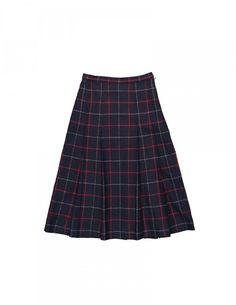 SIZE: label says 8 ExLong (UK), corresponds to US 4, EU 36, general size S.  COLORS: navy blue.  MATERIAL: 100% wool.  FEATURES: this vintage Burberry wool skirt in navy blue classic tartan plaid pattern is fully lined with viscose lining, cut in A-shape and has large pleats down the hips. Fastens with invisible zipper and a hook and eye fastening on the side. Create a polished look by pairing this skirt with a timeless wrap around blouse, or elevate your outfit with a sophisticated button-up ca Navy Pleated Skirt For Work, Casual Wool Skirt For Work, Classic Navy Lined Skirt, Blue Formal Skirt For Fall, Burberry Vintage, Vintage Burberry, Wool Skirts, Pleated Midi Skirt, Tartan Plaid