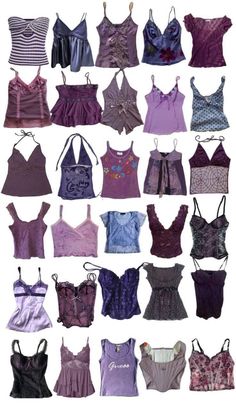 Pretty Outfits Purple, Y2k Fashion Tops, Y2k Fashion Purple, Purple Inspired Outfits, 2000s Fashion Purple, Halter Strap Top, Where To Buy 2000s Clothes, Purple Top Outfit Ideas, Ally Purugganan Outfits