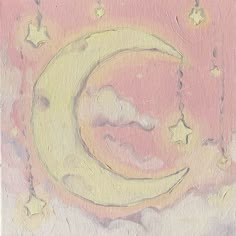 an abstract painting of the moon and stars