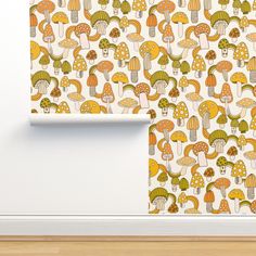 an image of a wall with mushrooms on it