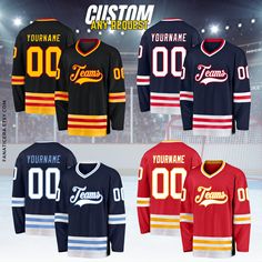 Custom Ice Hockey Jersey for Men Women Youth,Sweatshirt Personalized Name Number,Hockey Shirts Sports Uniform for Hockey Fans Gift H2 ⭐𝐐𝐔𝐀𝐋𝐈𝐓𝐘: At Fanatic Era our brand believes in using the best materials to create our designs. Unlike many other shops using materials that wear out quickly. We use luxury fabric and ink to ensure our products not only look and feel incredibly soft but are also built to last. Once you wear Fanatic Era products you won't want to shop anywhere else! 📢Please Sports Uniform, Ice Hockey Jersey, Hockey Shirts, Luxury Fabric, Hockey Fans, Sports Uniforms, Hockey Jersey, Team Names, Ice Hockey