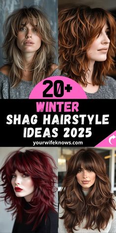 Check out 22 winter shag hairstyles that bring a fresh and modern look to the colder months. This guide covers medium, short, and long shags, offering something for every hair length. Go for a layered, textured cut or opt for bangs to frame your face beautifully. From curly to straight hair, these versatile styles are perfect for the winter season. Whether you have fine hair or thick locks, there’s a shag haircut for everyone. Shag Haircut Long Hair With Bangs, Short Layered Long Haircuts, Medium Shag Thick Hair, Long Shag Haircuts For Thick Hair, Shag And Bangs, Medium Length Modern Shag, Long Thick Shag Haircut, Modern Shag Haircuts Long Bangs, Chopped Layers Medium Hair