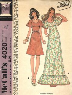 two women's dresses, one with short sleeves and the other with long sleeves