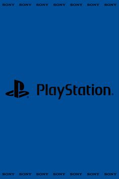 the playstation logo is shown in black on a blue background, and it appears to be for