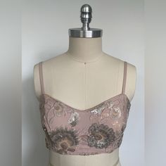 Pretty Floral Sequin Embroidered Bralette Top. Perfect For Summer, During A Fun Event With High Waisted Pants Or A Pretty Skirt. Adjustable Straps. Exposed Zipper. Nwt Brand: Forever 21 Size: S Flat Measurements: Bust: 14.5” Ribcage: 12.5” Body Form Measurements Bust 33” Waist 25.75” Hips 35.5” Pretty Skirt, Silver Embroidery, Pretty Skirts, Body Form, Bralette Top, Bralette Tops, Forever21 Tops, Exposed Zipper, Fun Events