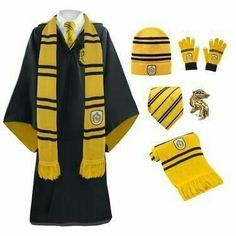 a harry potter costume with accessories including gloves, scarves and scarf