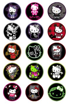 the hello kitty stickers are all different colors