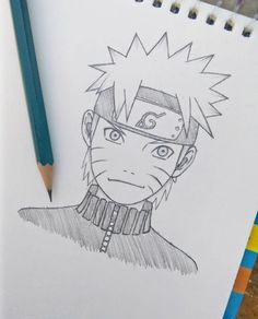 a pencil drawing of naruto