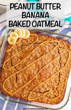 a banana baked oatmeal in a glass baking dish