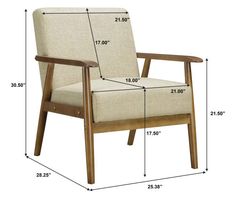 a chair with measurements for the back and armrests to fit into it's seat