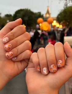 50+ Spooky Disney Halloween Nail Ideas - Disney October Nails, September Halloween Nails, Pumpkin Mickey Nails, Disney Halloween Manicure, Halloween Disneyland Nails, Disney Paris Nails, Fall Nails Halloween October, Simple Halloween Disney Nails, Peter Pan Nail Art