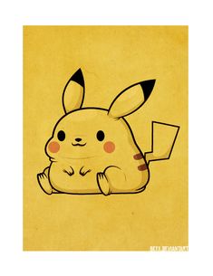 a drawing of a pikachu sitting on the ground