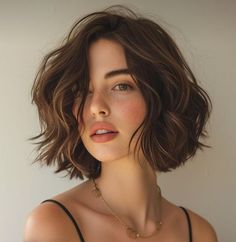 Wavy Bob Haircuts, Short Wavy Bob, Short Brown Hair, Wavy Haircuts, Short Wavy, Short Hairstyles For Women