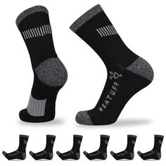 PRICES MAY VARY. CUSHIONED TERRY SOLE -- Heatuff outdoor hiking socks are medium-heavy thickness which are made with a full terry sole that max cushioning place in areas of high impact to reduce fatigue and pain during sports or daily activity. UNIQUE DESIGN -- Y-TYPE ribbed arch structure with reinforced arch support area can provide perfect foot comfort and enhanced durability in high-wear areas, which ensures that the sock fits the contours of the foot so perfectly and no slipping. MOISTURER Durable Midweight Socks For Outdoor Activities, Black Breathable Hiking Socks, Functional Breathable Winter Socks, Durable Socks For Outdoor Activities, Durable Comfortable Socks For Outdoor, Comfortable Durable Socks For Outdoor, Non-slip Gray Socks For Outdoor, Gray Non-slip Socks For Outdoor, Gray Non-slip Outdoor Socks