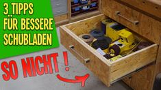 a drawer with some tools in it and the words 3 tips fur bessere schwubladen so night