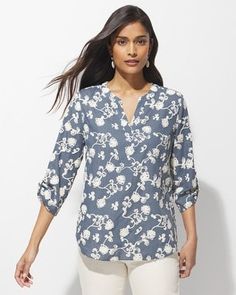 Elegant Floral Print Top With Split Neck, Elegant Floral Print Split Neck Top, Floral Embroidery V-neck Top For Work, Dresses Pants, The Rack, Womens Designer Fashion, Shirts Blouses, Comfy Tees, Blouse Styles