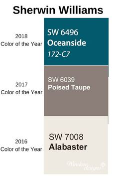 the color scheme for sheryln williams's oceanside paint swatches, which are