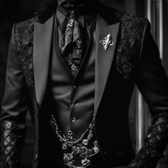 Gothic Fashion Men, Gothic Suit, Lace Suit, Goth Guys, Black Suit Men, Fancy Suit, Lace Blazer, Dress Suits For Men, Gothic Vintage