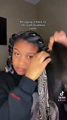 Prolonging Silk Press w/ Heatless Curls #shorts Half Up Half Down Silk Press Natural Hair, Sock Curls Black Women, How To Heatless Curls, Heatless Curls On Silk Press, Heatless Curls On Wig, Black Women Silk Press, Heatless Curls Black Women, Silk Press Natural Hair Curls, How To Wrap Hair After Silk Press