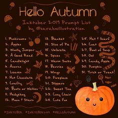 a pumpkin with the words hello autumn written in it's center, and an image of