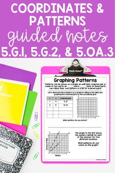 the coordinates and patterns guided notes for 5th grade students to use on their notebooks