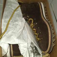 Fracap Men's Brown Suede Sport Ripple Hiker Boots Color Brown Size 8.5 M. Brown Work Boots With Vibram Sole And Cap Toe, Brown Cap Toe Work Boots With Vibram Sole, Leather Lace-up Hiking Boots With Rubber Toe Cap, Brown Leather Hiking Boots With Rubber Toe Cap, Rugged Suede Work Boots, Brown Leather Work Boots With Rubber Toe Cap, Engineer Boots Men, Frye Campus Boots, Sport Boots