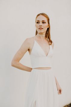 Tasman Top — Elizabeth Dye Dye Wedding Dress, Silk Crepe, 8 Weeks, Bridal Collection, Deep V Neck, Deep V, Rush, Camisole Top, Made In Usa