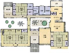 the floor plan for an apartment building with several rooms and two bathrooms in each area