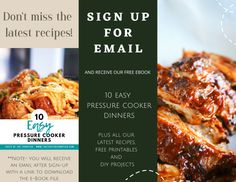 an advertisement for the easy pressure cooker dinner cookbook, featuring ribs and pasta