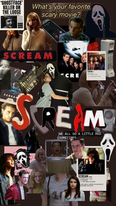 the scream movie poster is shown in many different colors and sizes, including black and white