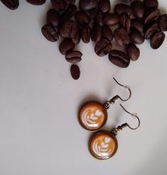 Coffee Cream Art Latte Small Dangle Glass Earrings Coffee Themed Jewelry Latte Rosetta Art Coffee Gift Jewelry Perfect Gift Coffee Lovers - Etsy Handmade Coffee-colored Jewelry For Gift, Handmade Coffee Colored Jewelry For Gifts, Earrings Coffee, Coffee Jewelry, Jewelry Hooks, Cream Art, Coffee Theme, Coffee Cream, Coffee Gift