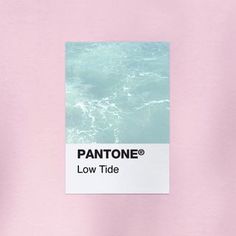 pantone's low tide color swatches on pink paper with blue water in the background