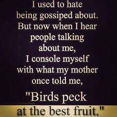 a poem written in black and white with the words birds peck at the best fruit